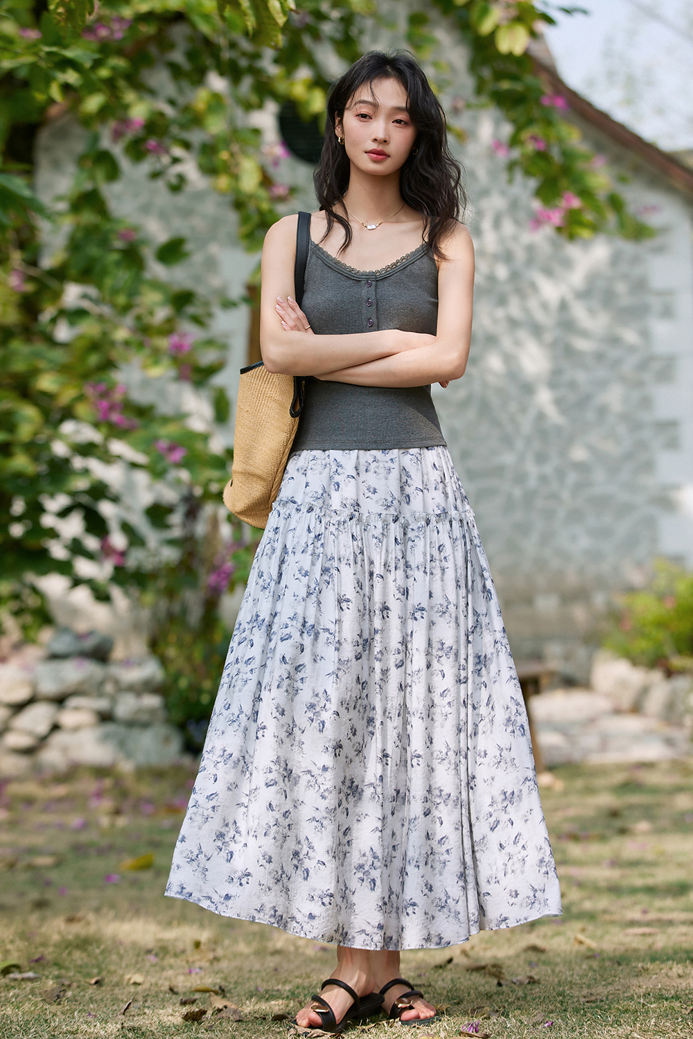Fresh Tencel Printed Skirt-VIMLYSTORE