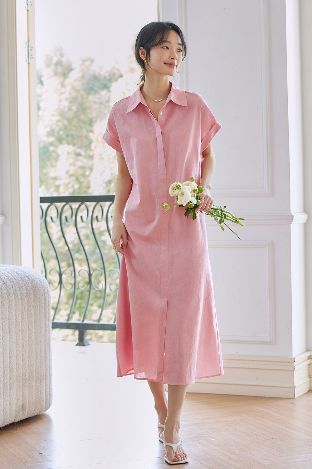 Lapel Shirt Dress