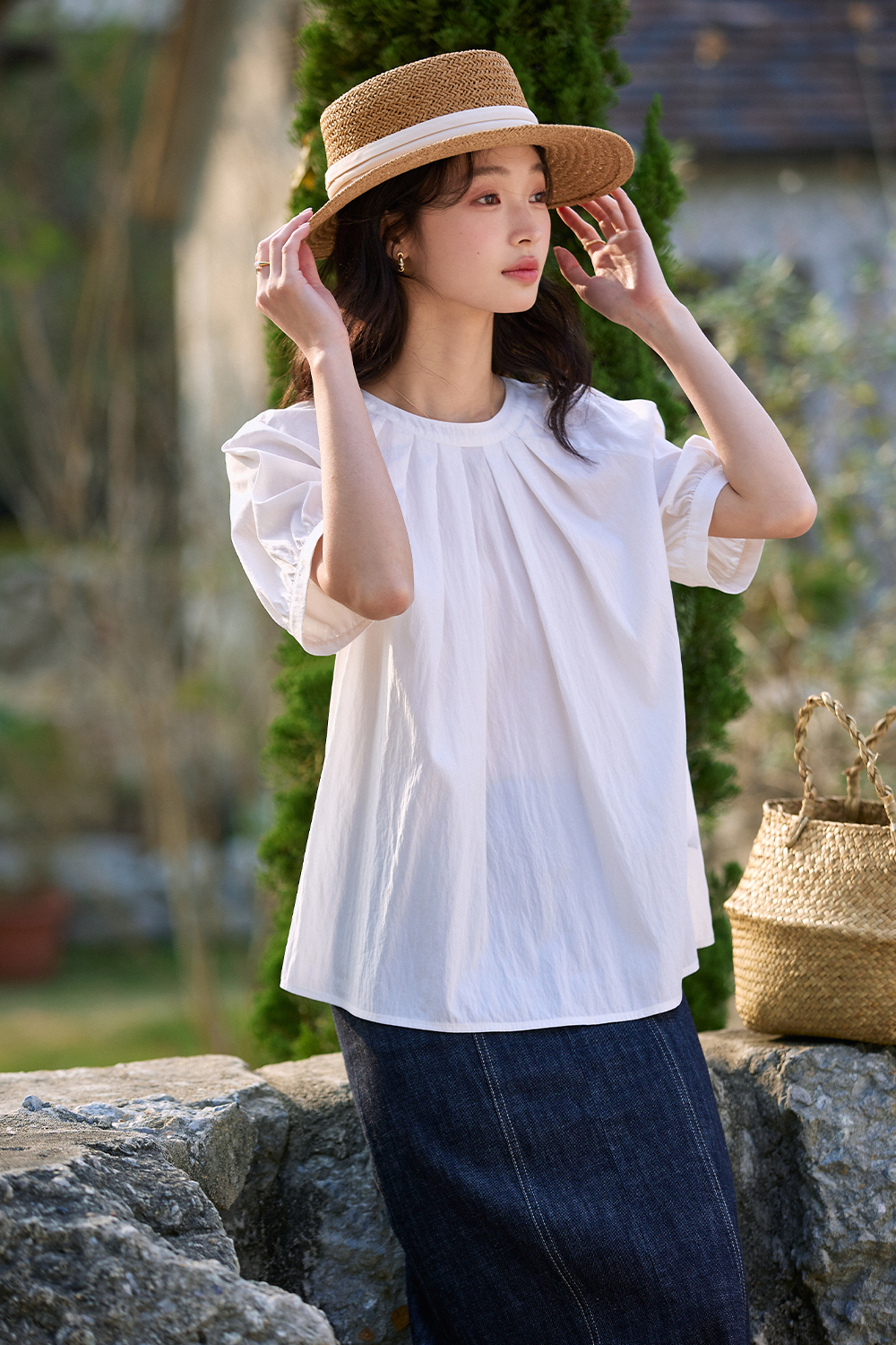 Pleated Collar Shirt