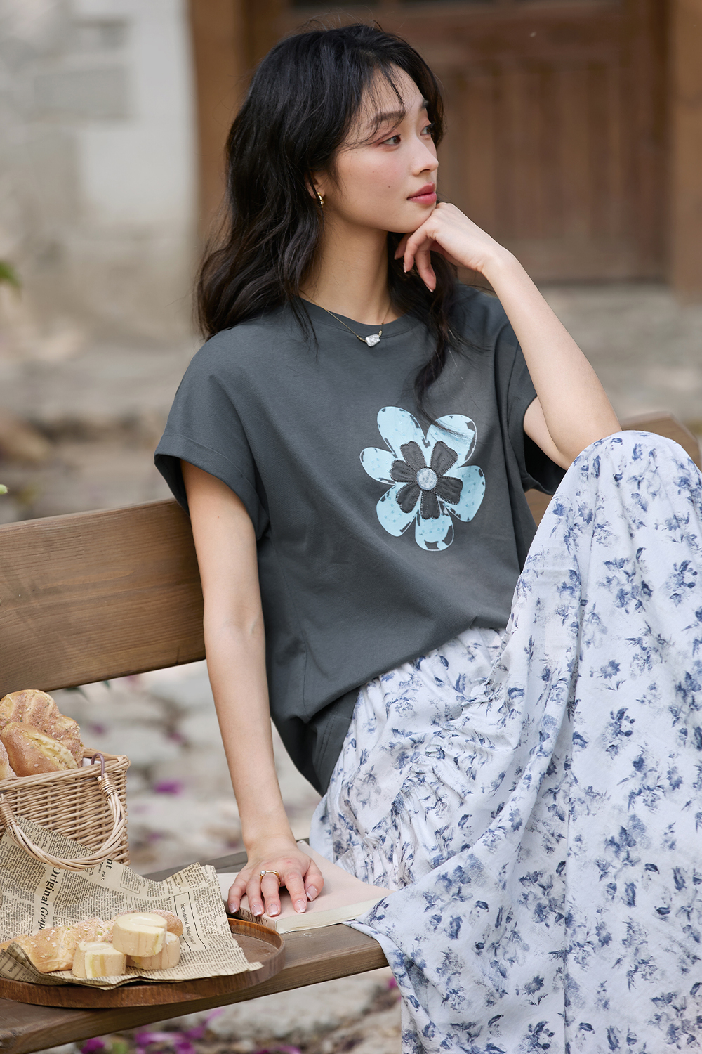 Flower Pattern Printed T-Shirt