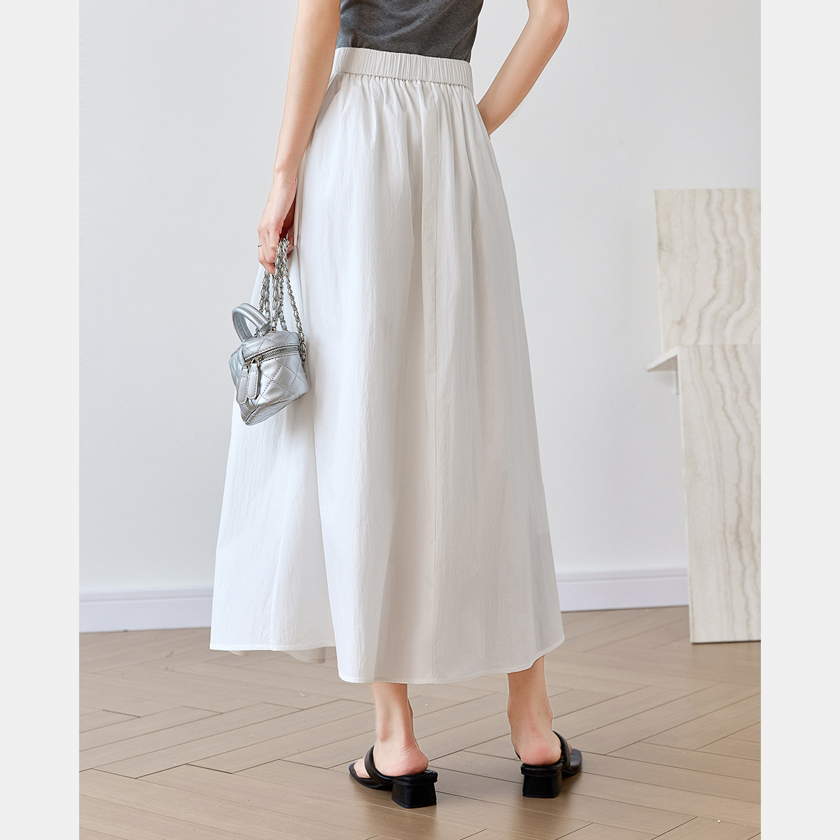 Soft And Loose Woven Umbrella Skirt-VIMLYSTORE