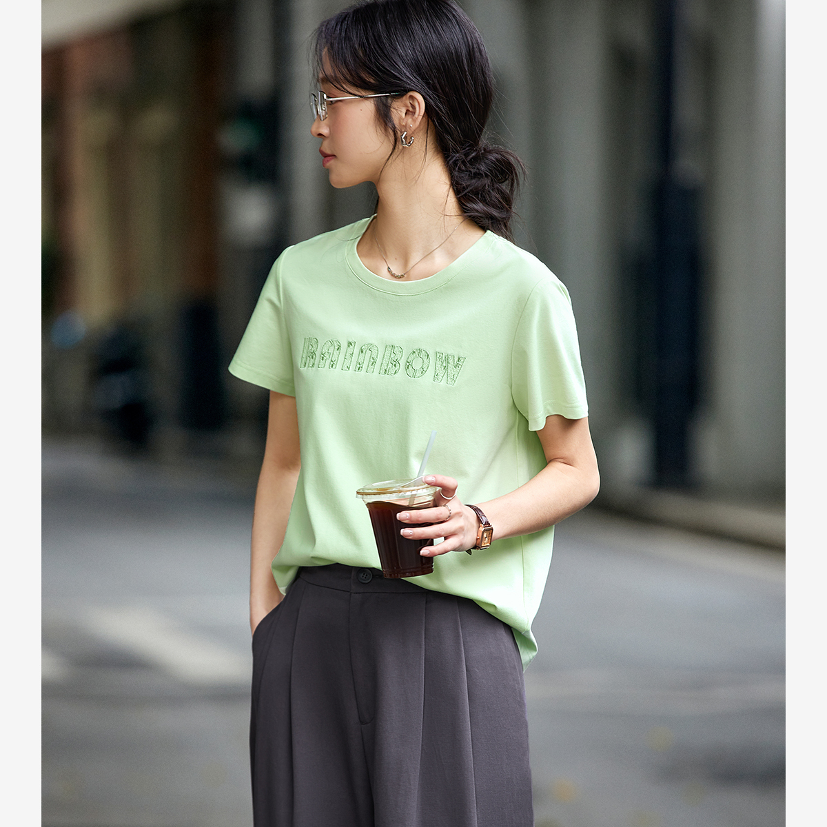 Lace Embroidery Casual T-Shirt