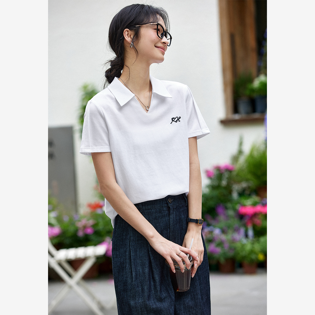 Lapel Cotton T-Shirt