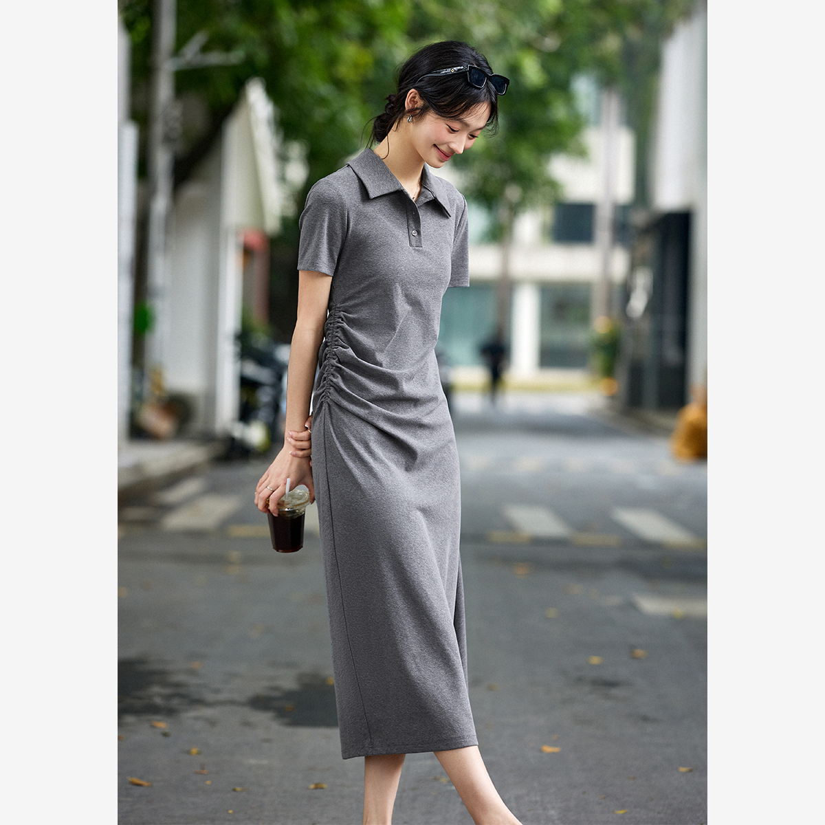 Lapel Knitted Straight Dress