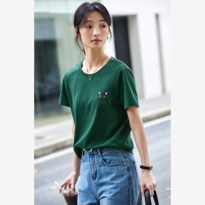 Cotton Pocket Cat T-Shirt