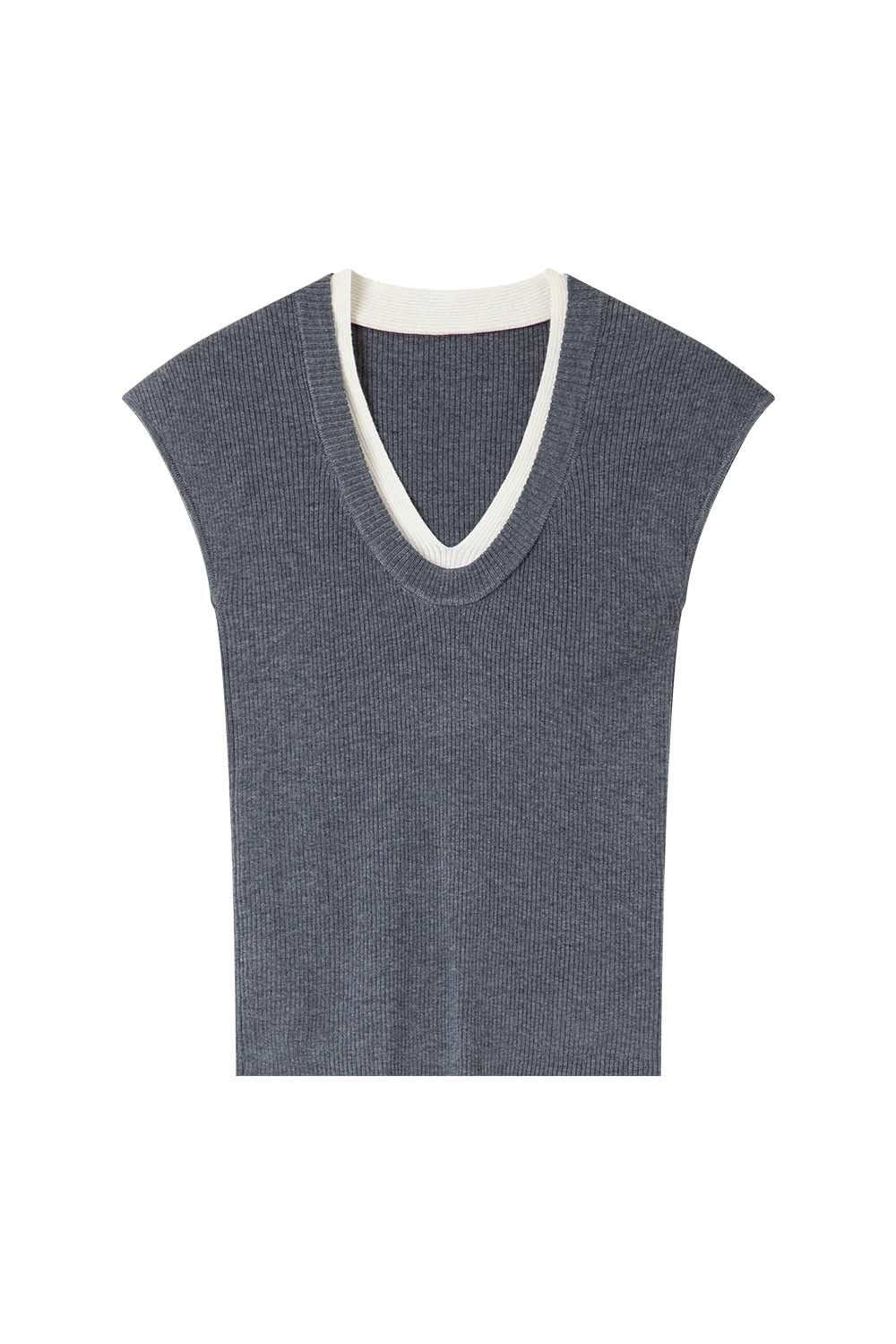 Minimalist Contrast Color Slim Sweater