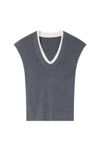 Minimalist Contrast Color Slim Sweater
