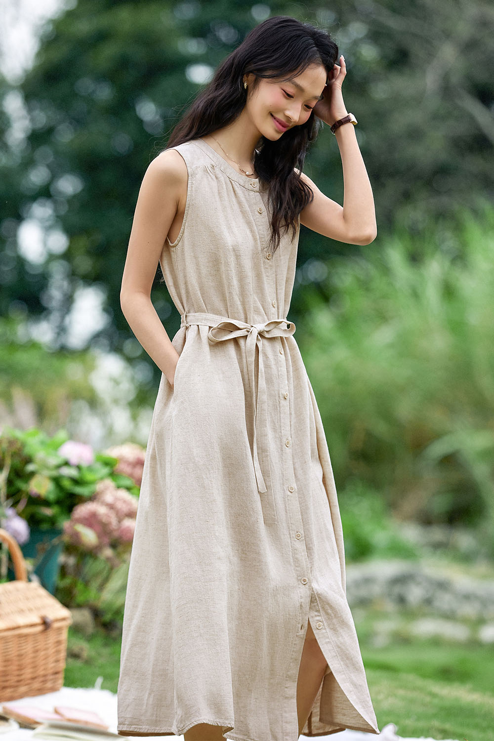 Lyocell Linen Blend Dress-VIMLYSTORE