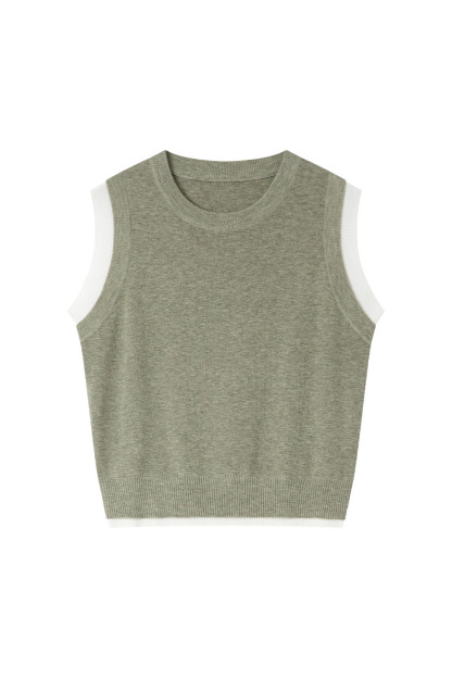 Round Neck Sleeveless Loose Knit Sweater