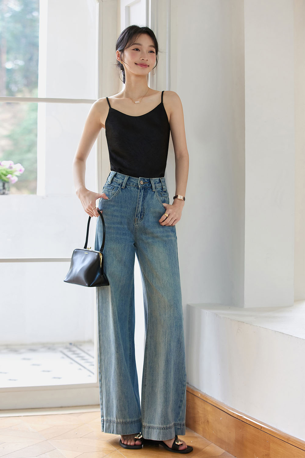 Ruched Round Neck Camisole-VIMLYSTORE