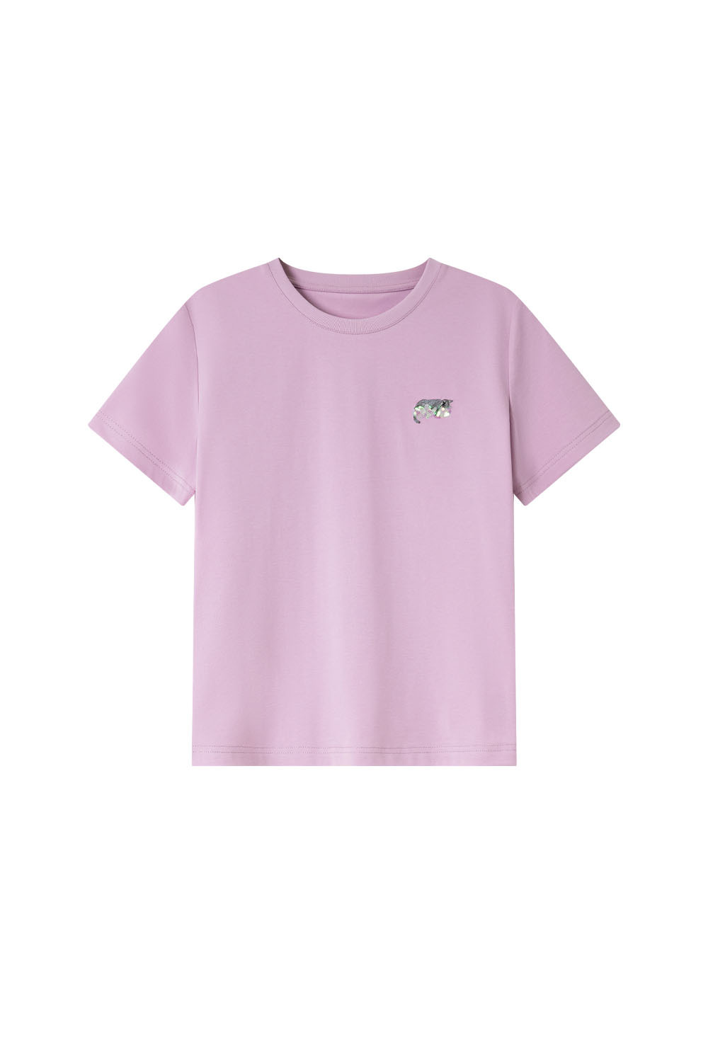 Kitten Sequin Embroidered Straight T-Shirt