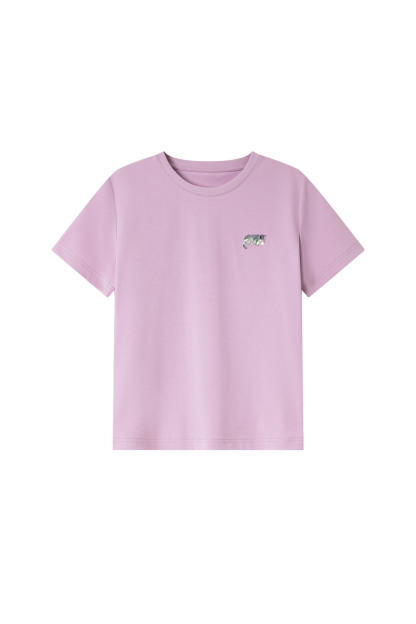Kitten Sequin Embroidered Straight T-Shirt