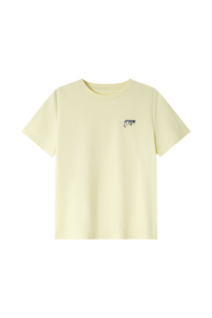 Kitten Sequin Embroidered Straight T-Shirt