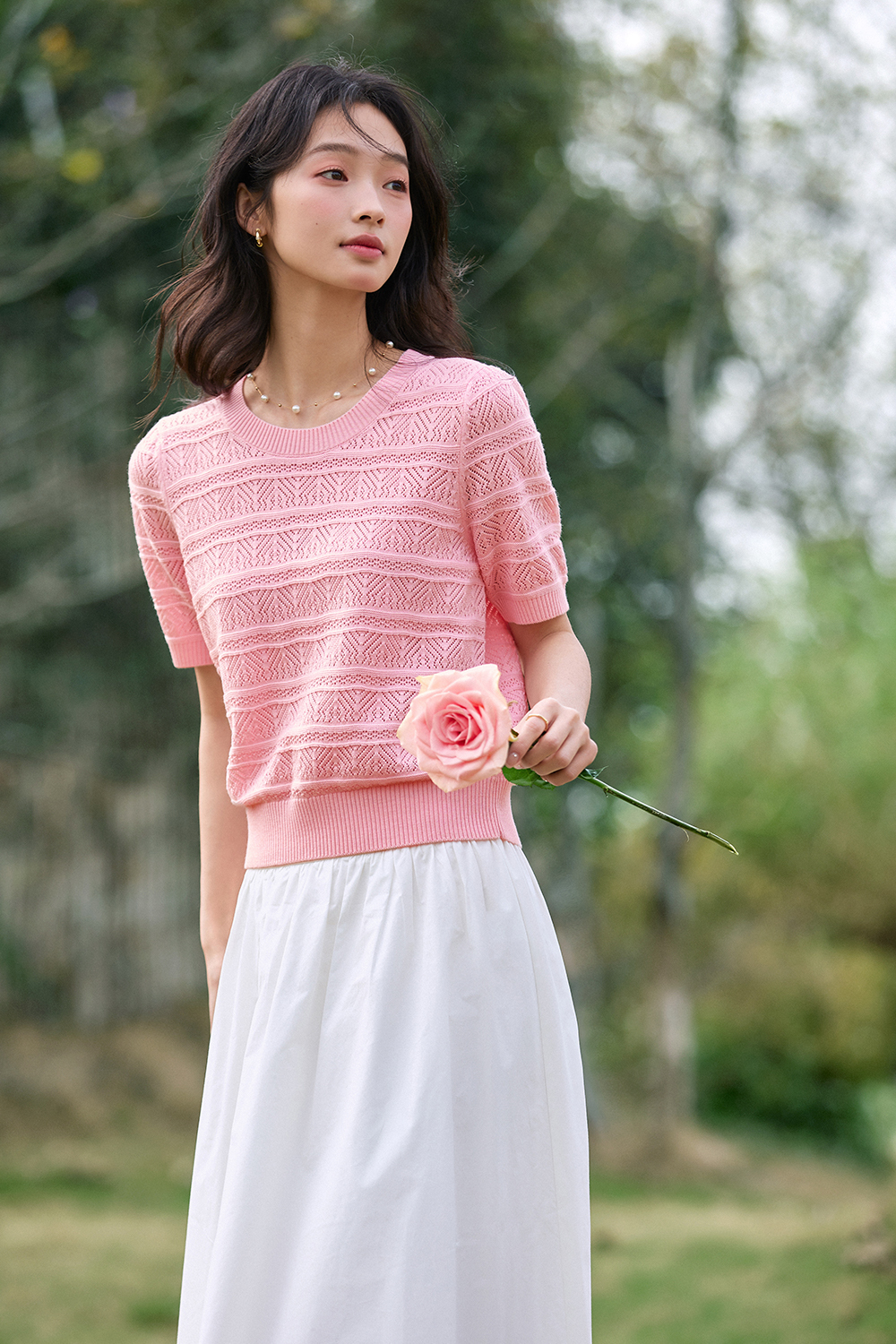Openwork Striped Sweater