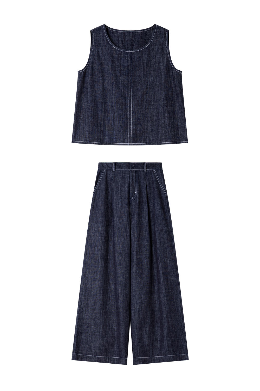 Minimalist Straight Denim Suit