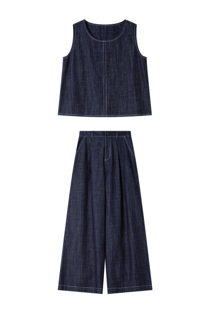 Minimalist Straight Denim Suit