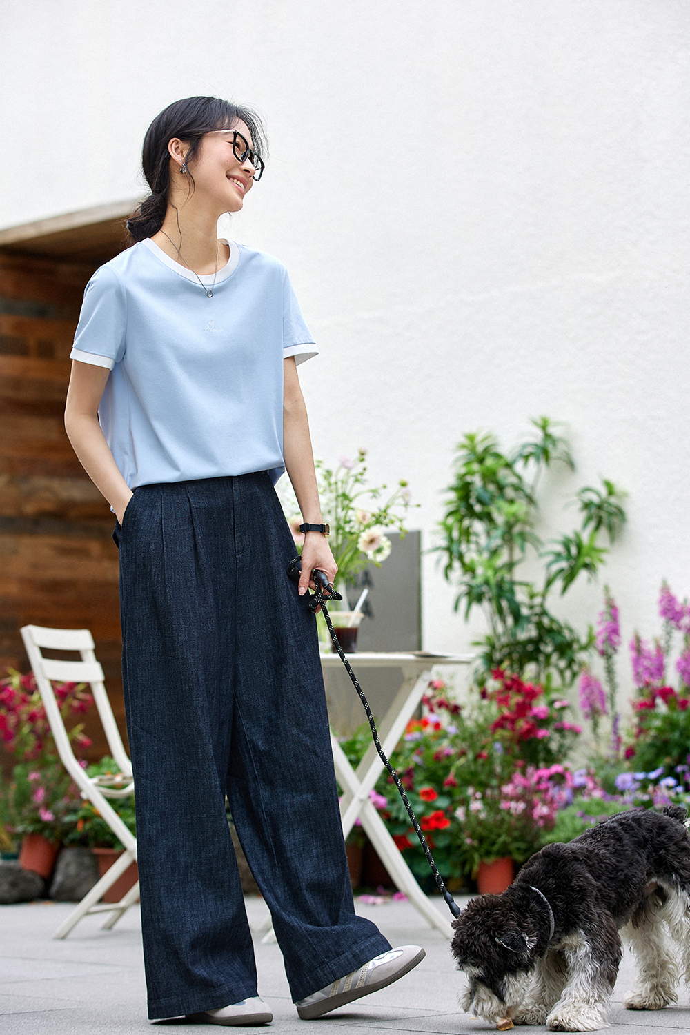 Cotton Blend Straight T-Shirt