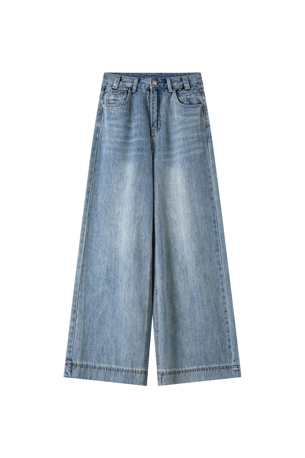 Cotton Loose Denim Wide-Leg Pants