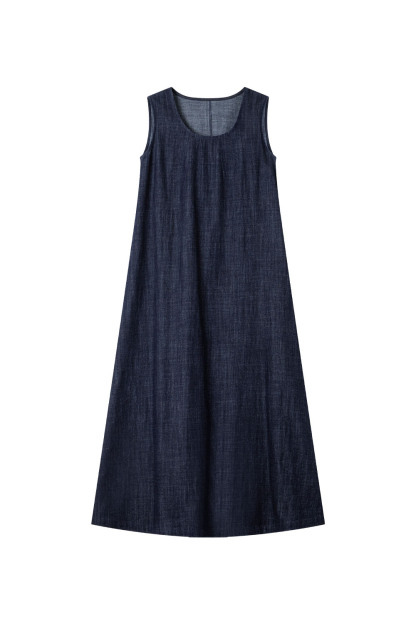 100% Cotton U-Neck Denim Dress