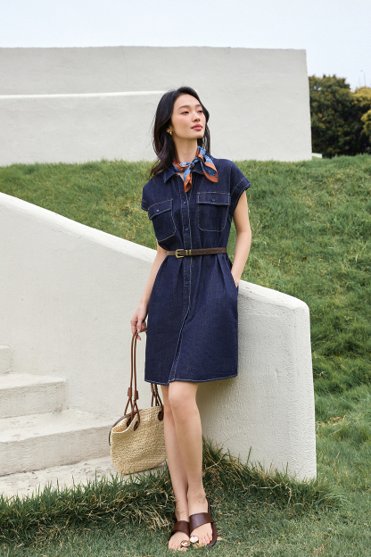 Straight Washed Denim Dress