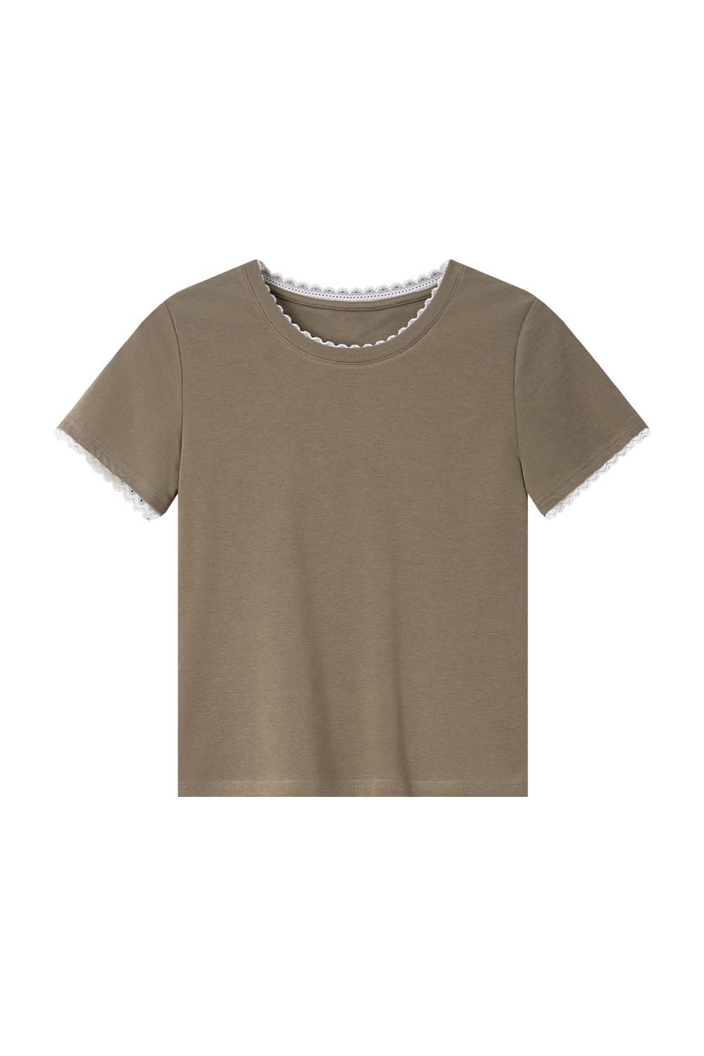 Paneled Round Neck Straight T-Shirt