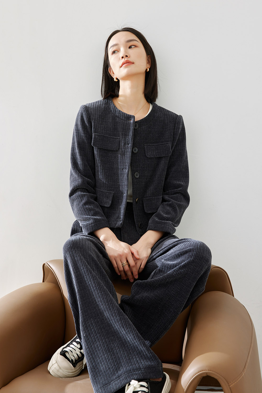 Fashionable Corduroy Two-Piece Set-VIMLYSTORE