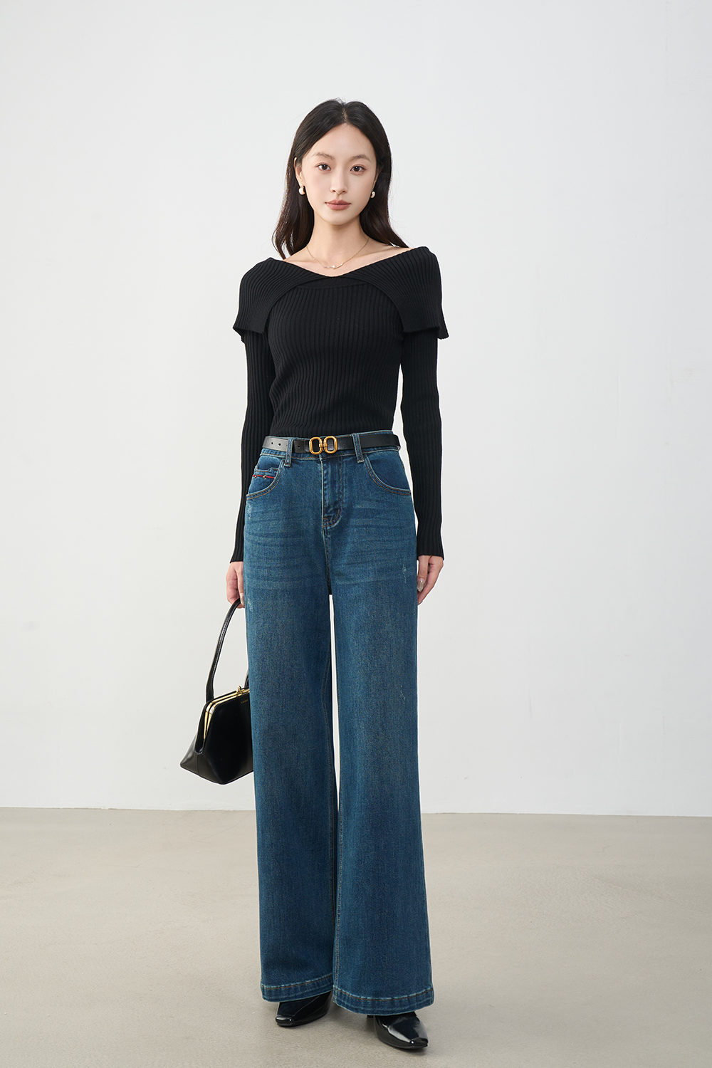 Retro denim blue slim jeans-VIMLYSTORE