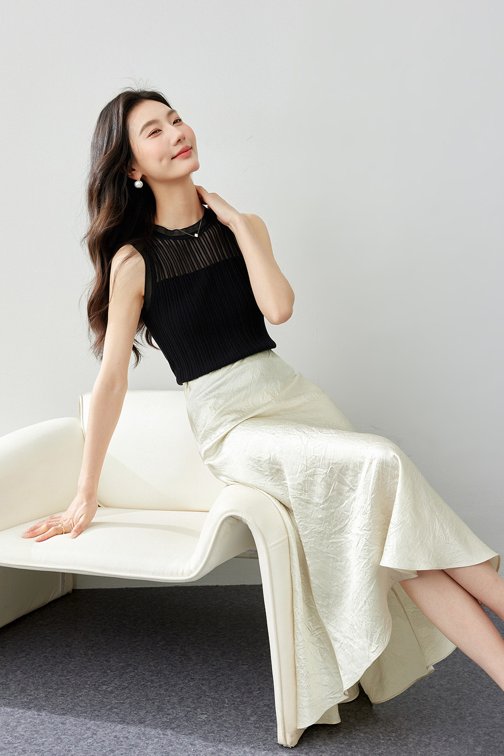 Cool Silk Fungus Trim Knit Cardigan