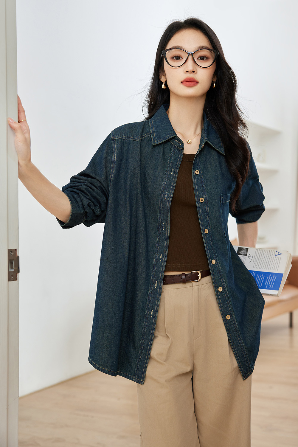 Retro Textured Denim Shirt