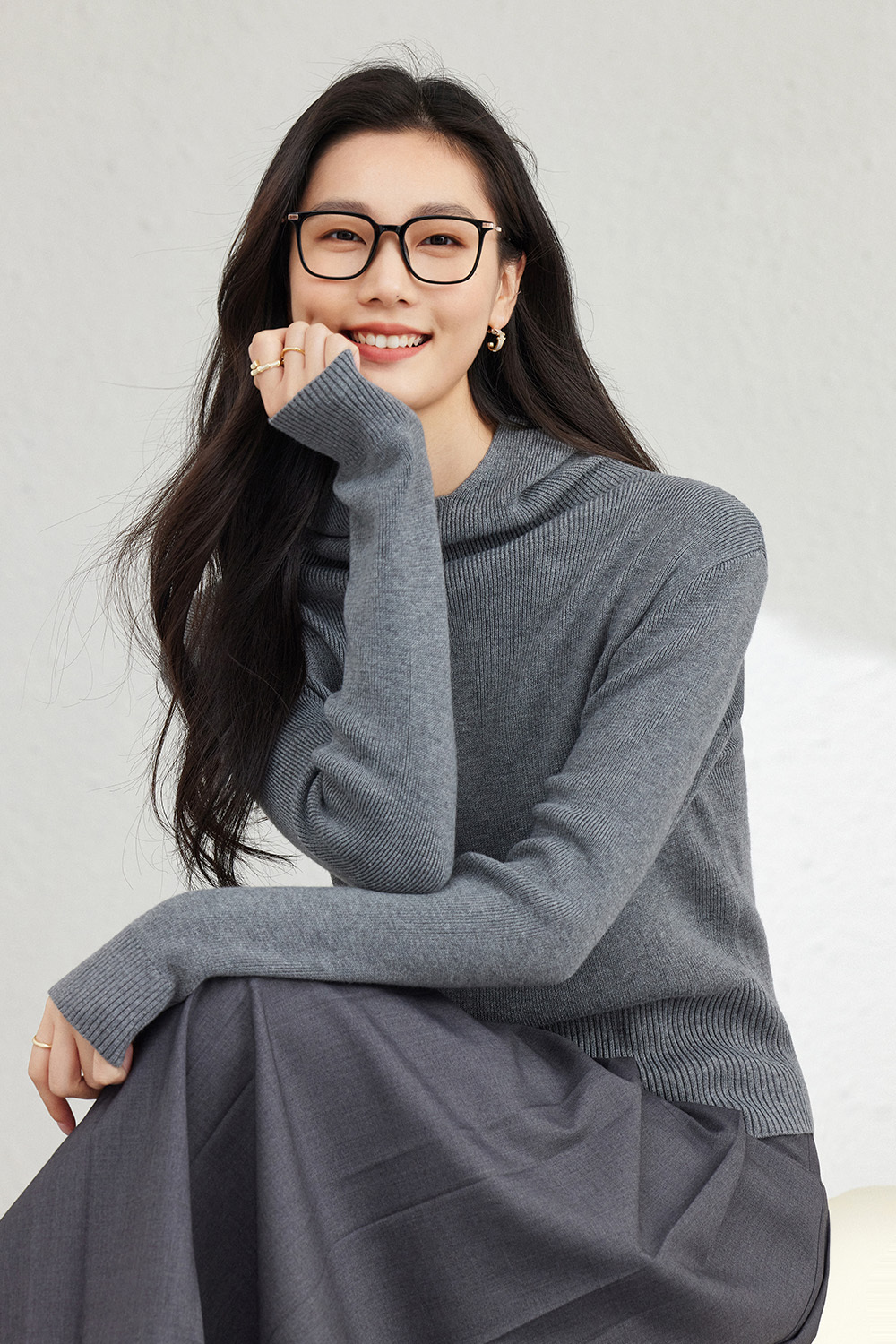 Wool Blend Hooded Knitted Sweater