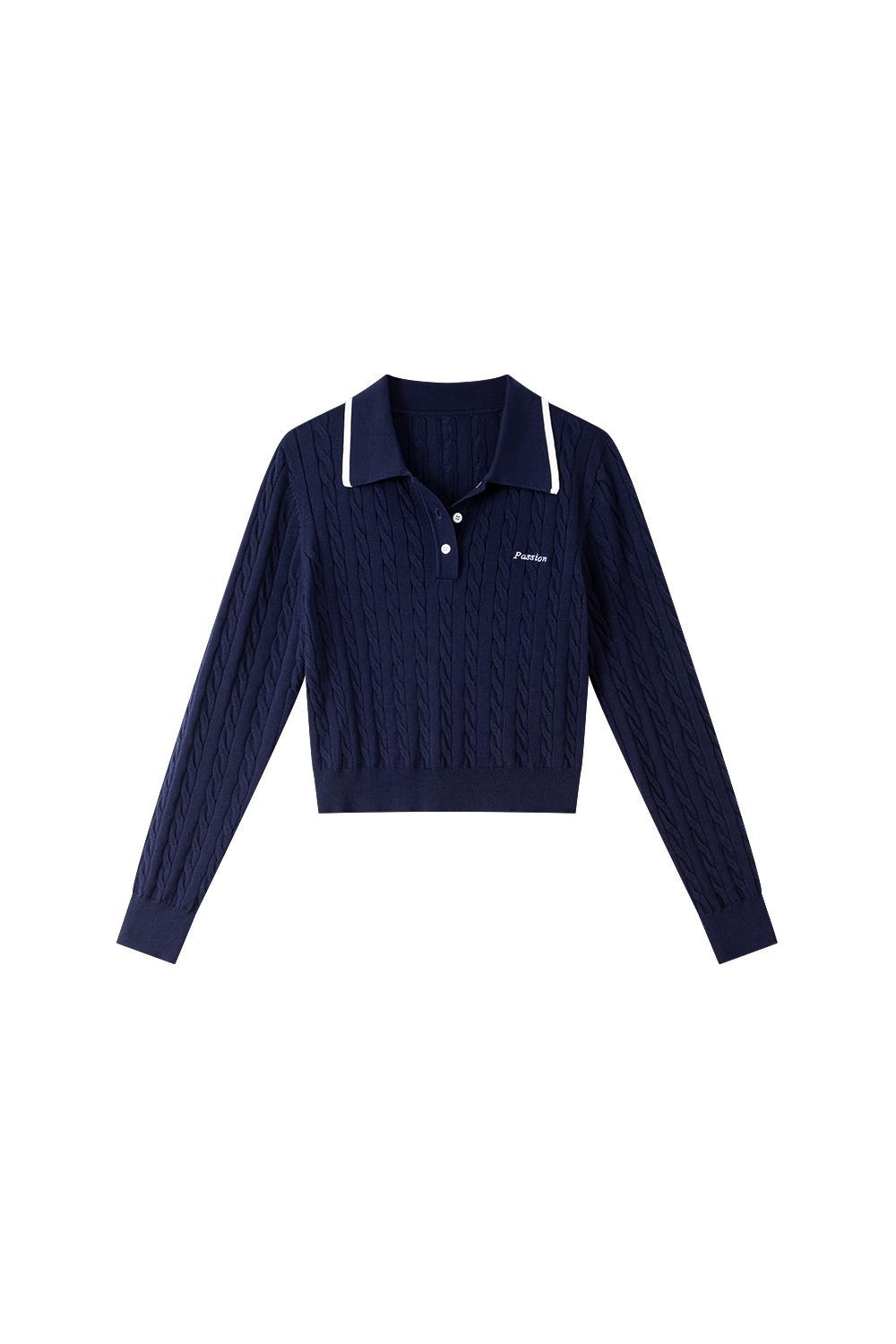 Color-Pop Cable Knit with Notch Collar-VIMLYSTORE