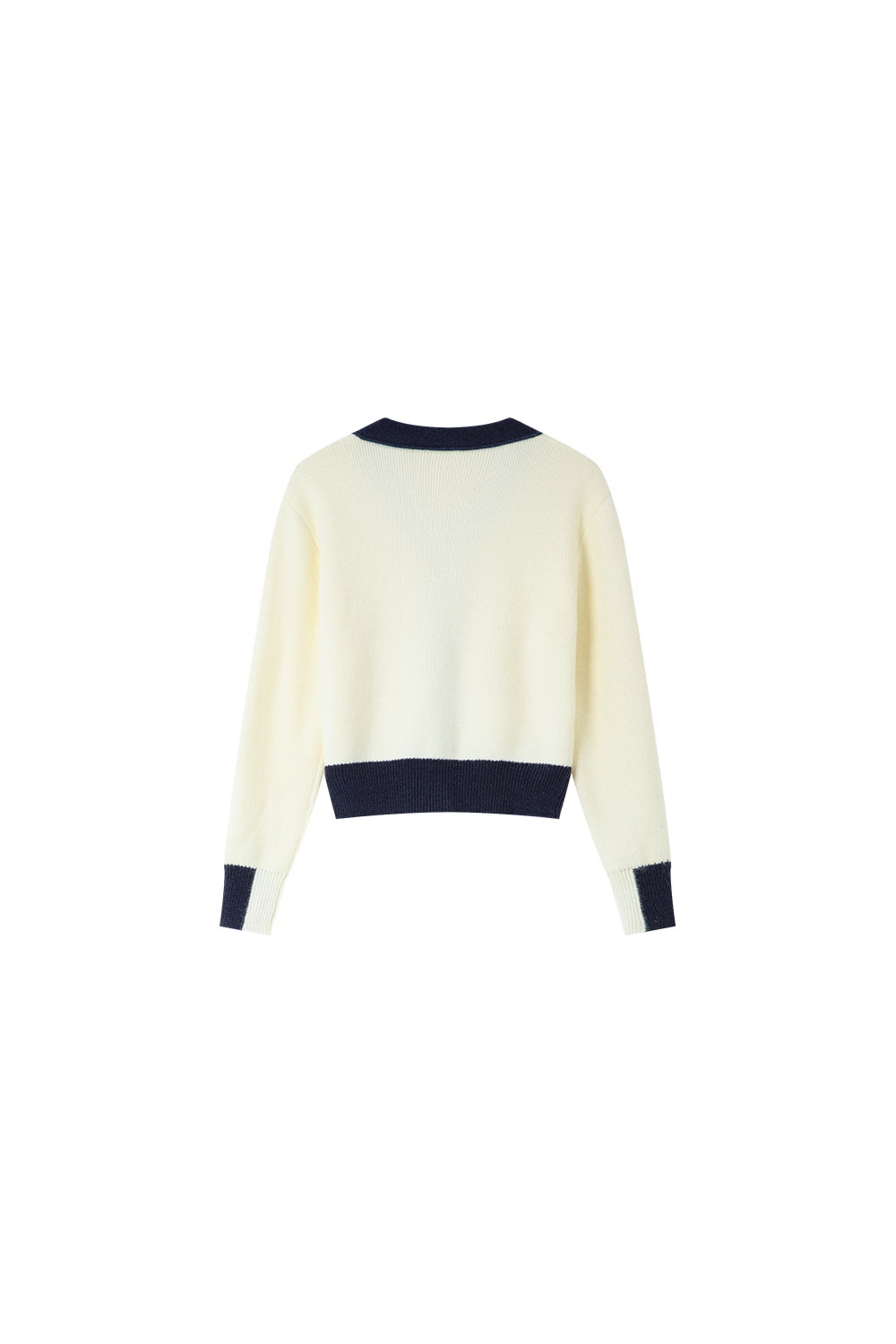 Apricot Lazy-Style Color-Block V-Neck Sweater Jacket