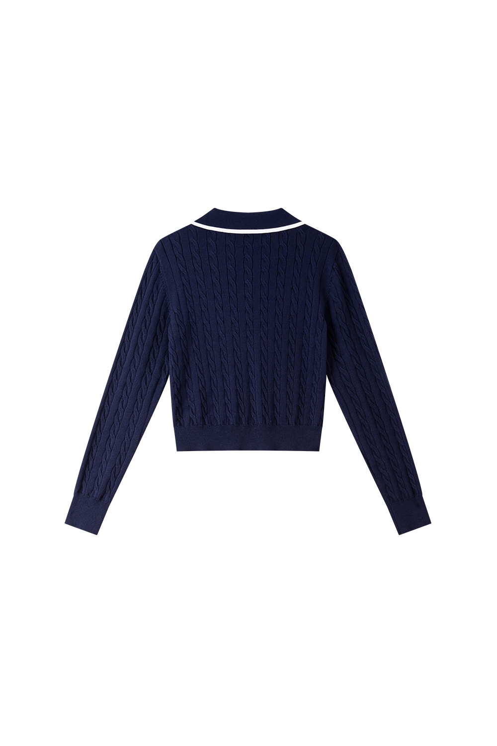 Color-Pop Cable Knit with Notch Collar-VIMLYSTORE