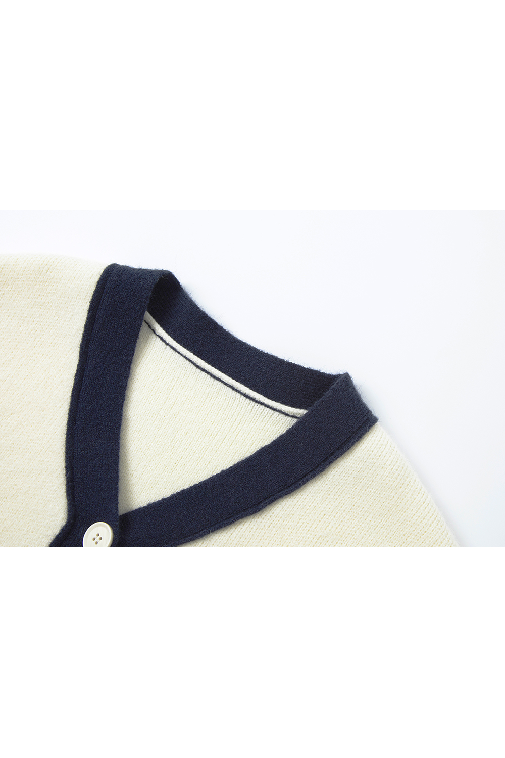 Apricot Lazy-Style Color-Block V-Neck Sweater Jacket