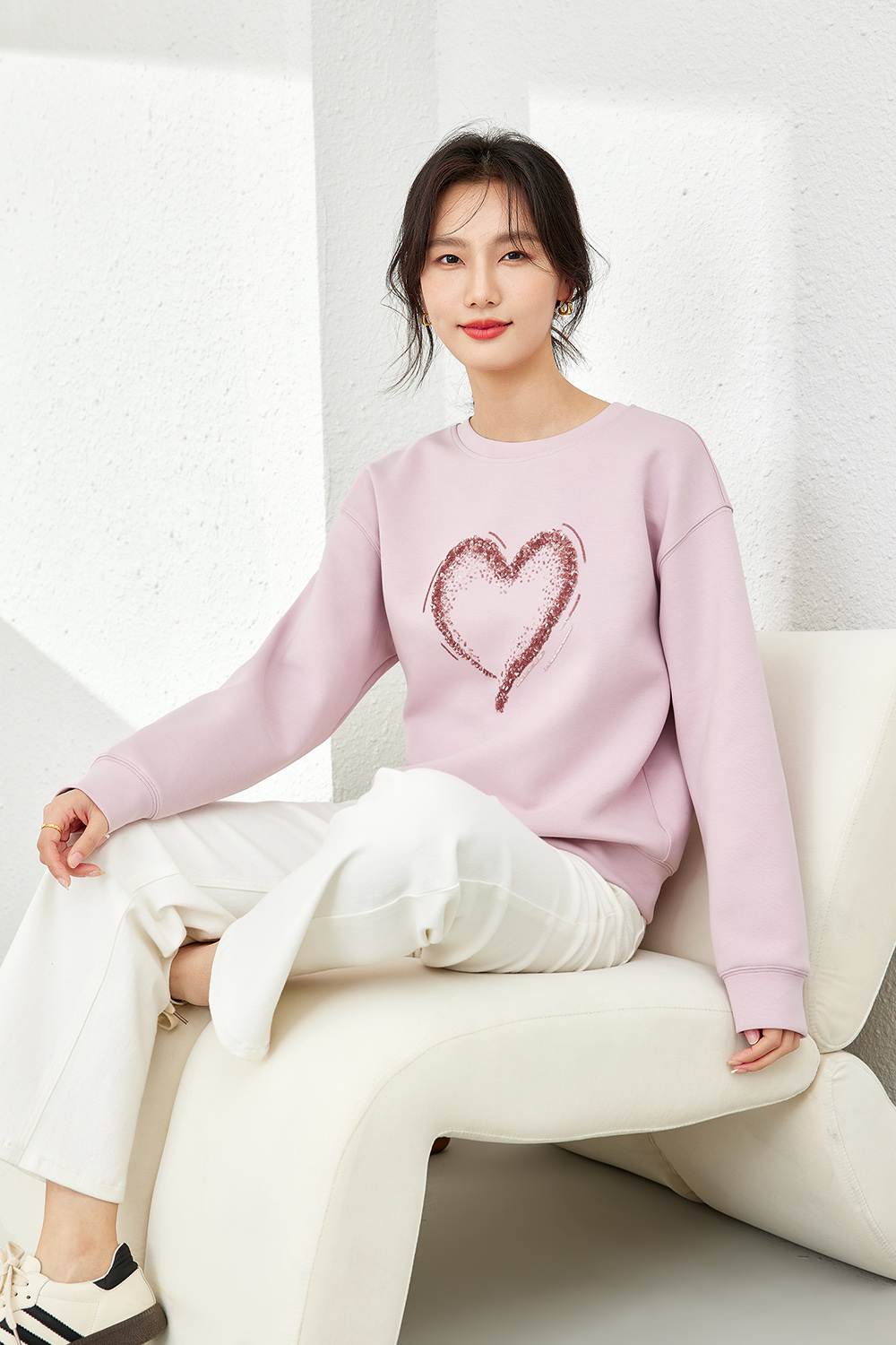 Heart Pattern Sweatshirt-VIMLYSTORE