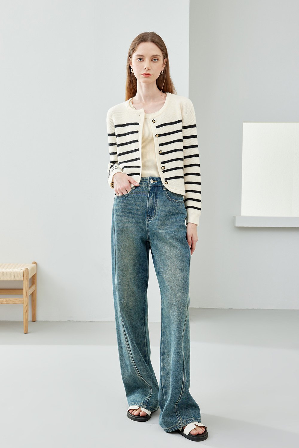 Rounded Hem Knitted Cardigan