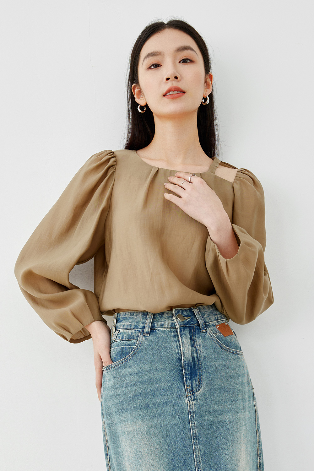 Left Shoulder Cutout Shirt
