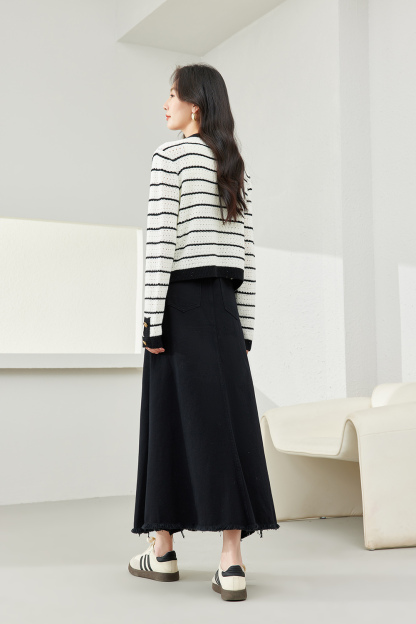High Waist Fishtail Denim Skirt