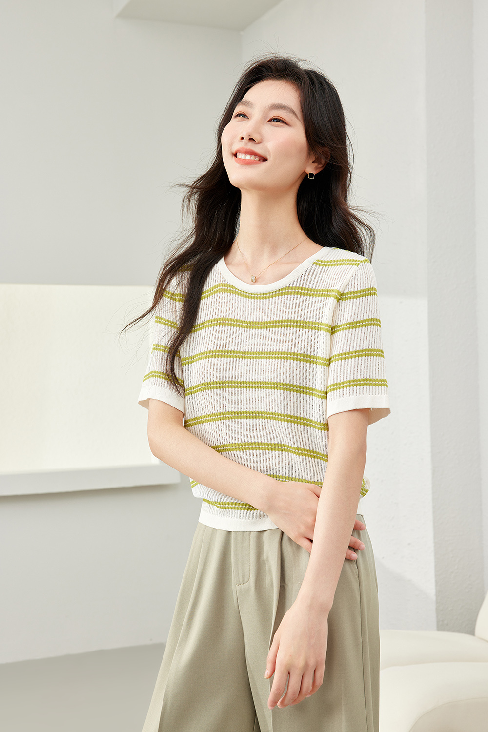 Drawstring Knitted Sweater
