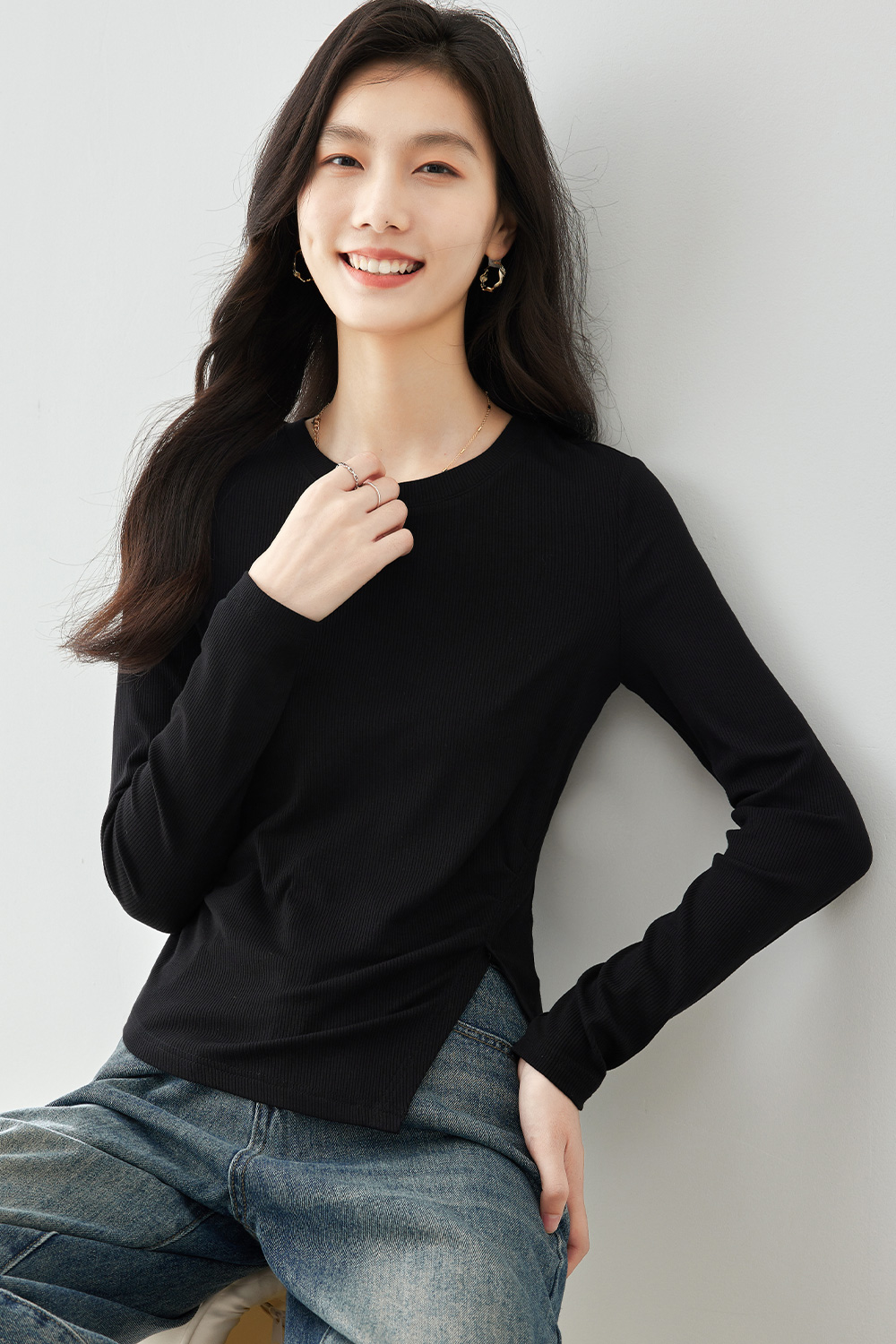 Pleated fashion T-shirt-VIMLYSTORE