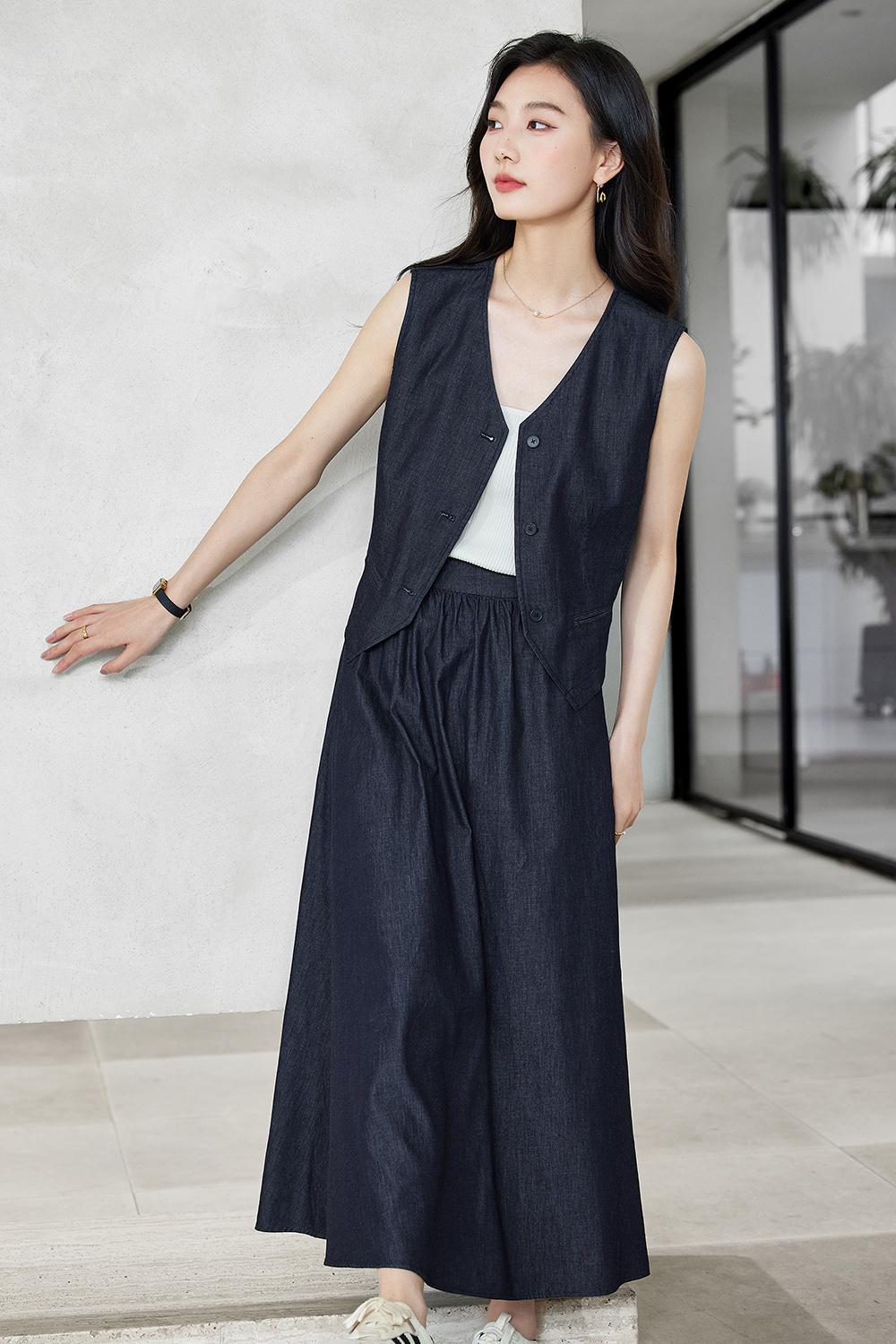 Lightweight Denim Two-Piece Set