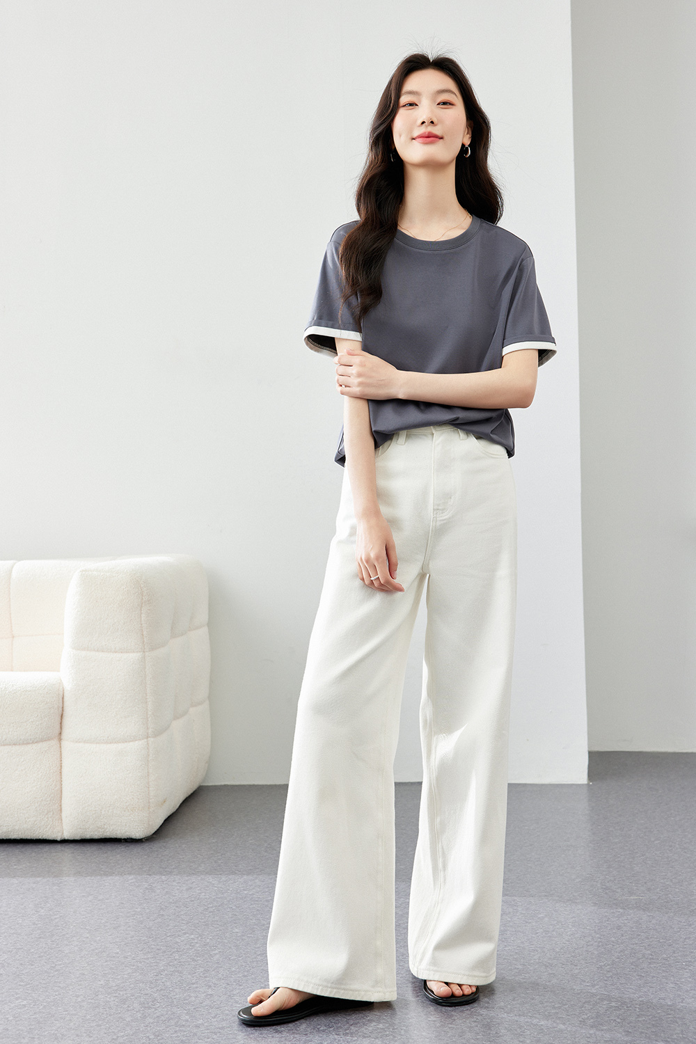 Light Luxury Mercerized Contrast Color T-Shirt