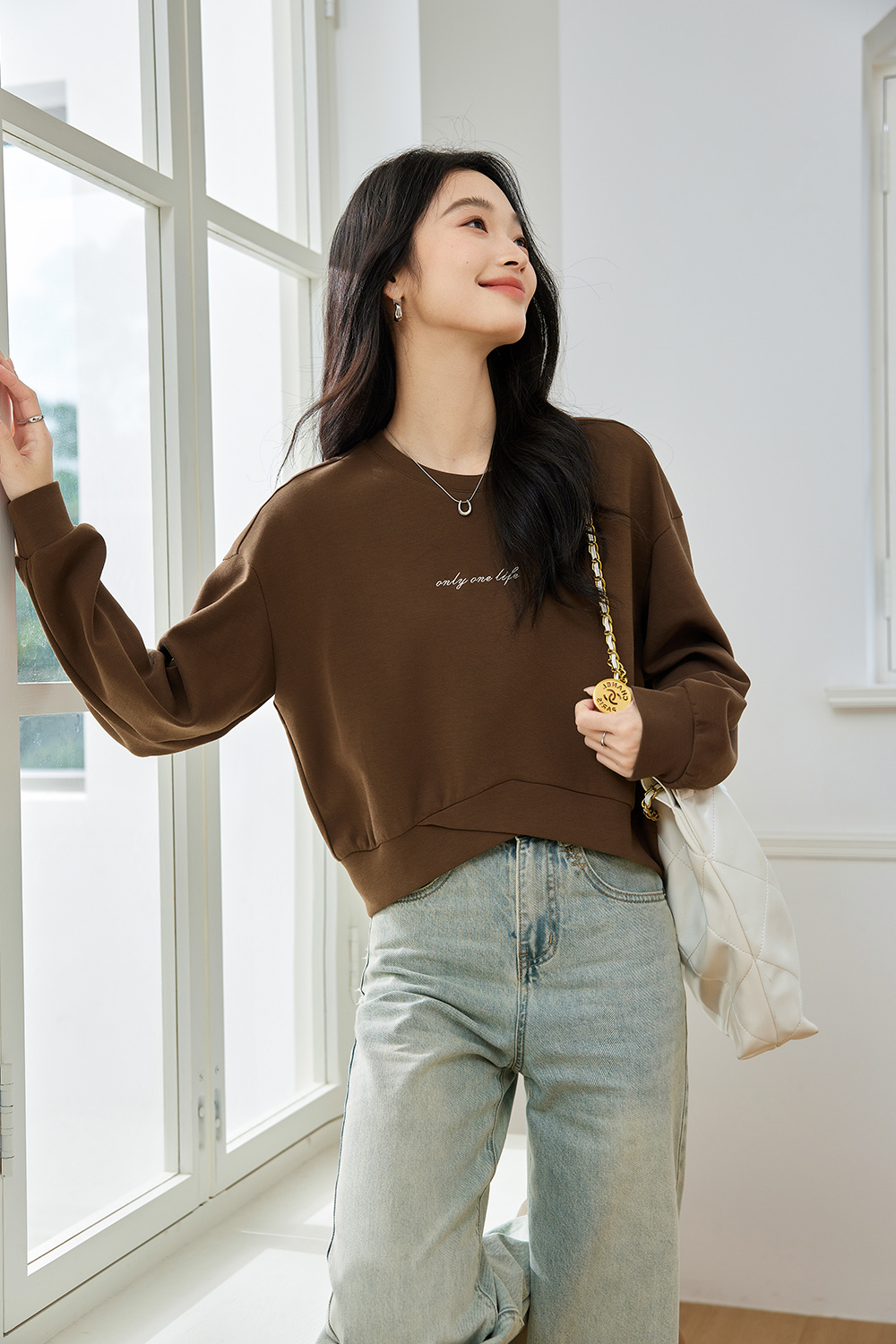 Letter Embroidered Casual Sweatshirt