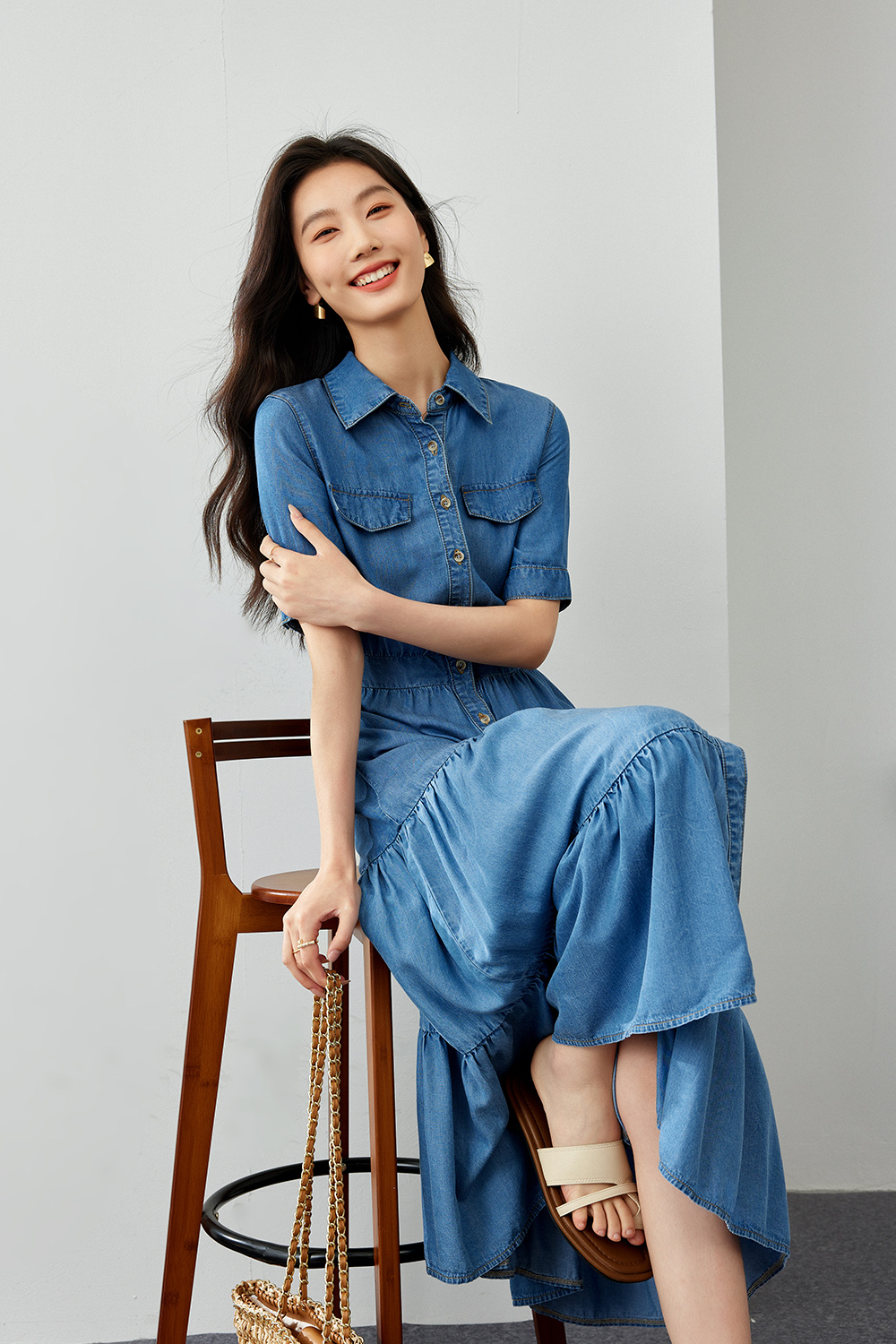 Tencel Denim Multi-Layer Dress