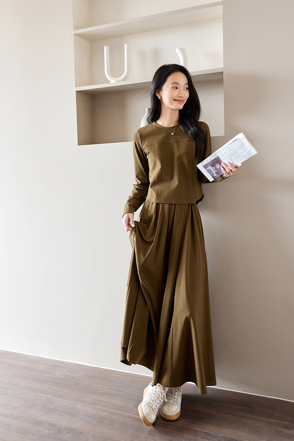 Solid Color Knitted Casual Suit-VIMLYSTORE