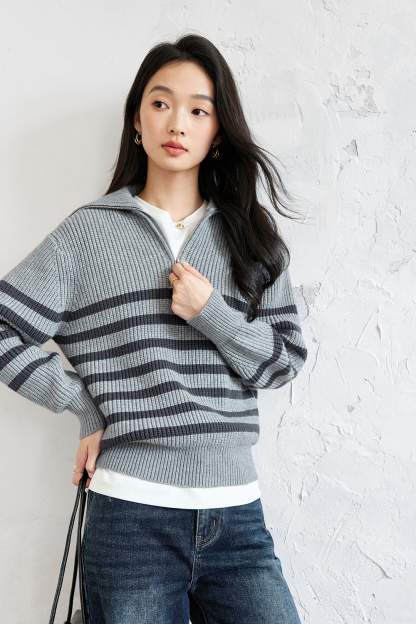Lazy Style Striped Knitted Sweater