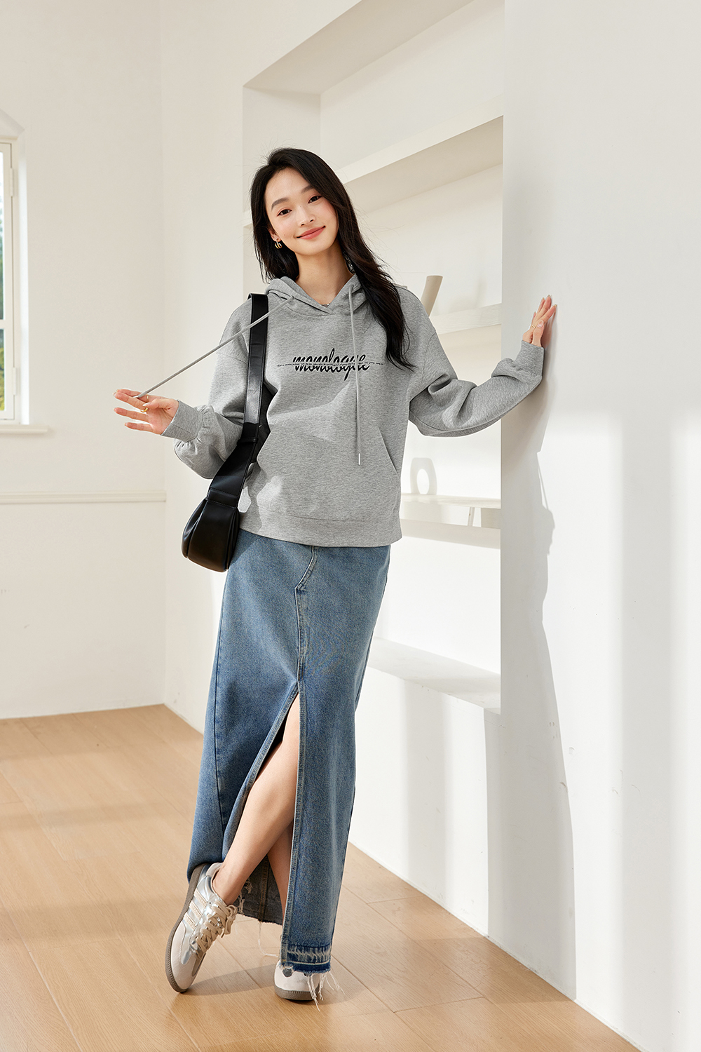 Letter American style hooded sweatshirt