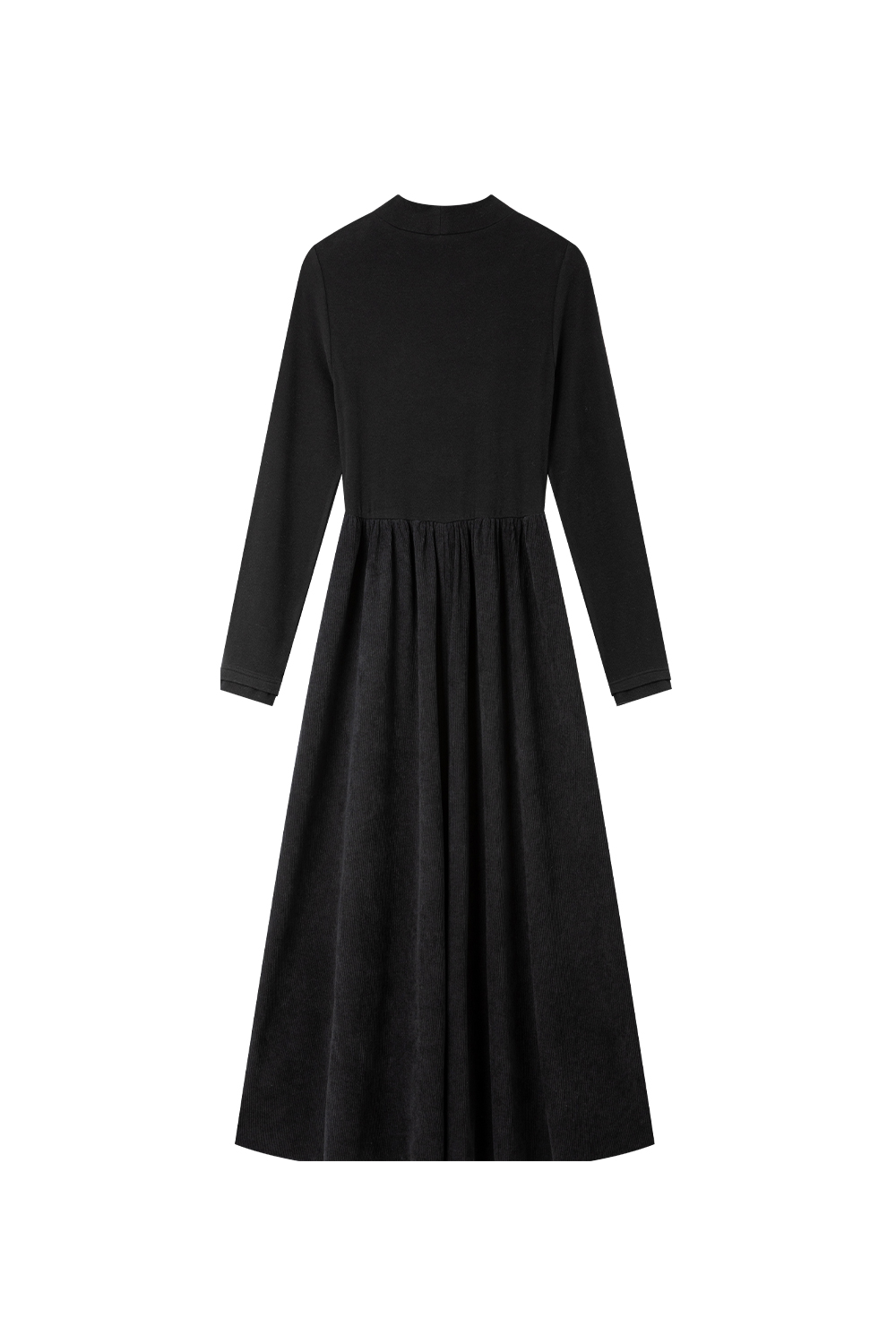 Black double-fabric spliced dress-VIMLYSTORE