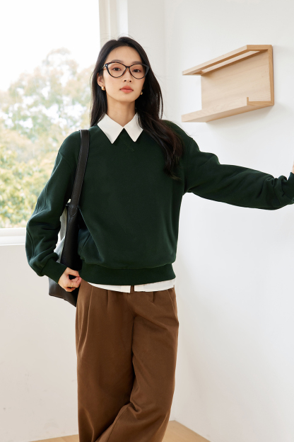 Casual Solid Color Warm Sweatshirt