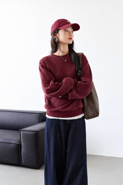 Casual Solid Color Warm Sweatshirt